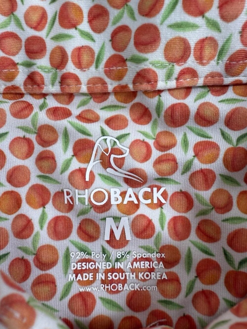 Rhoback Mens Polo Shirt Absolute Peach Print Georgia Golf Performance Size M - Picture 3 of 10